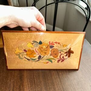 Vintage Gargiulo & Jannuzzi Italian Marquetry Sorrento Italy Wood Inlay Floral